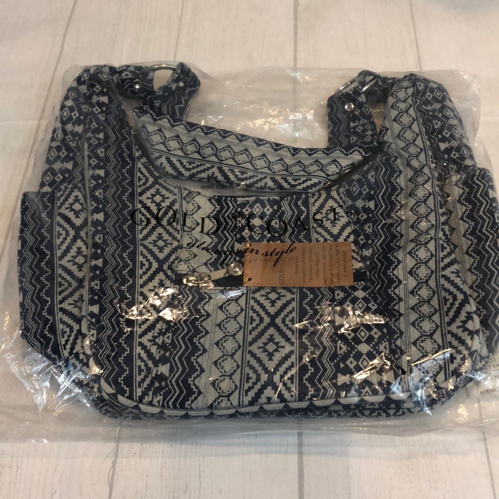 Gold Coast Denim Aztec Print Hobo Bag - Picture 3 of 7